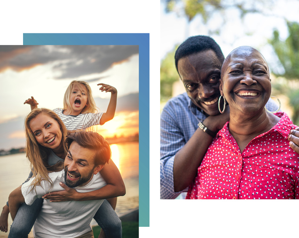 Multiple families hugging their loved ones.